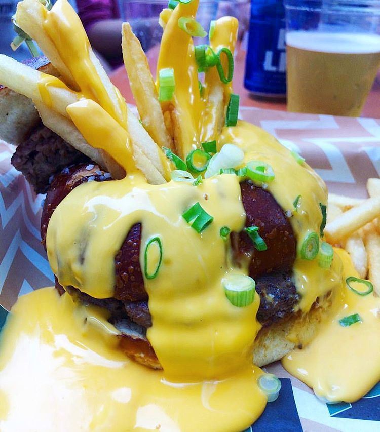 Don't Miss Fondue Burger at Clinton Hall in New York