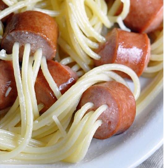 Great idea to combine Spaghetti and Sausage