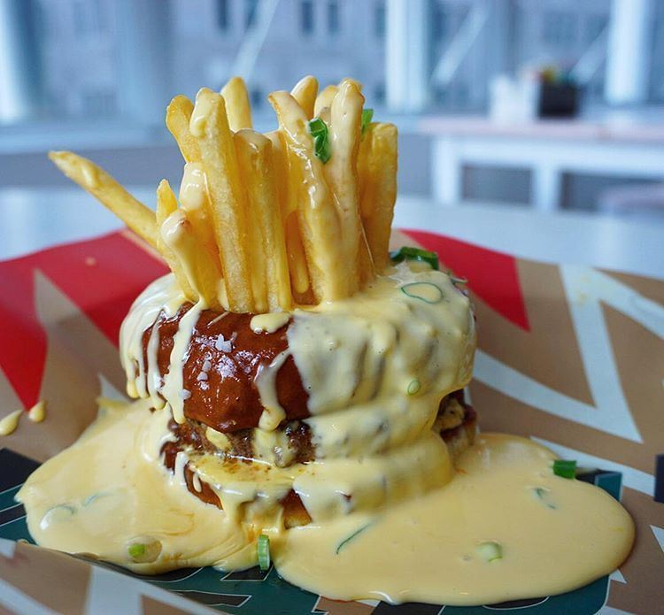 Don't Miss Fondue Burger at Clinton Hall in New York