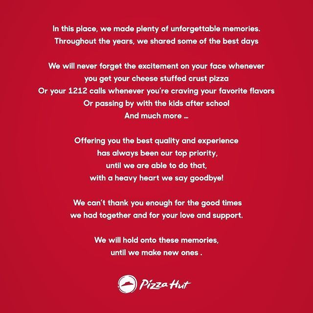 Pizza Hut Restaurant Closed all branches in Lebanon