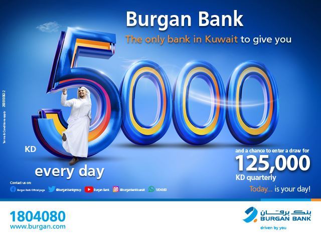 Burgan Bank announces names of the daily lucky winners of Yawmi account draw