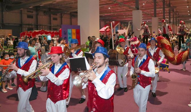 A band playing music at Riyadh Toy Festival