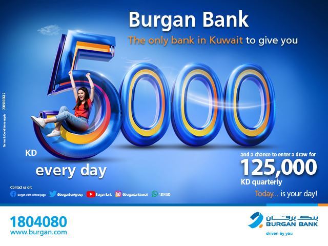 Burgan Bank announces names of the daily lucky winners of Yawmi account draw