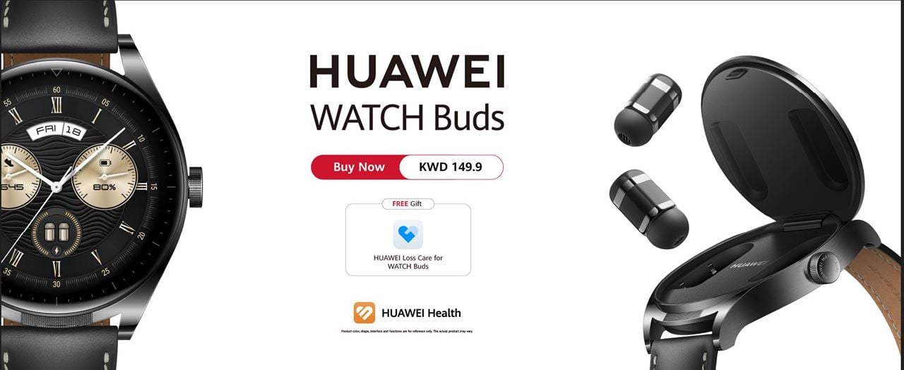 What makes the HUAWEI WATCH Buds the high-end 2-in-1 earbuds and smartwatch in Kuwait?