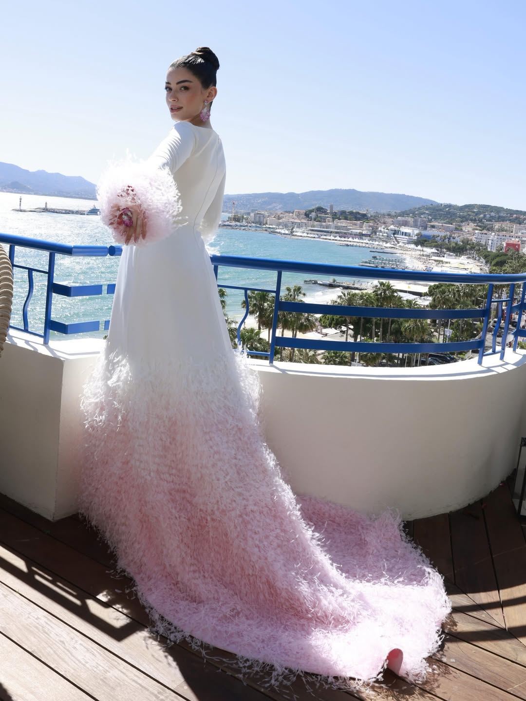 Laila Zaher Reveals Baby Girl News at Cannes in Rami Kadi Couture