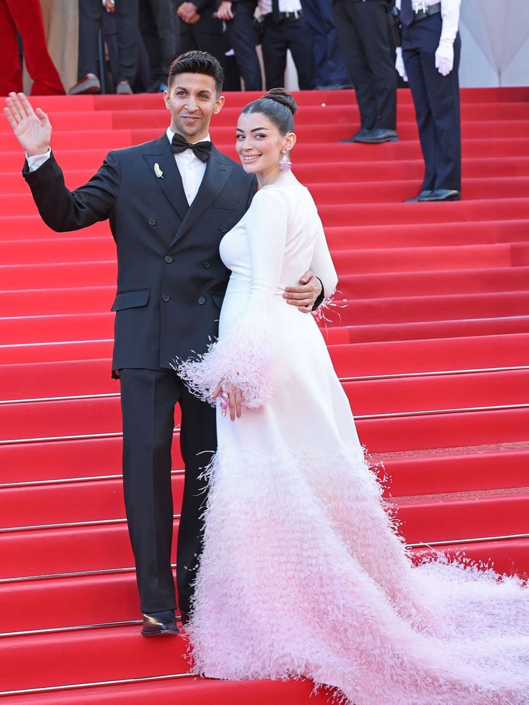 Laila Zaher Reveals Baby Girl News at Cannes in Rami Kadi Couture