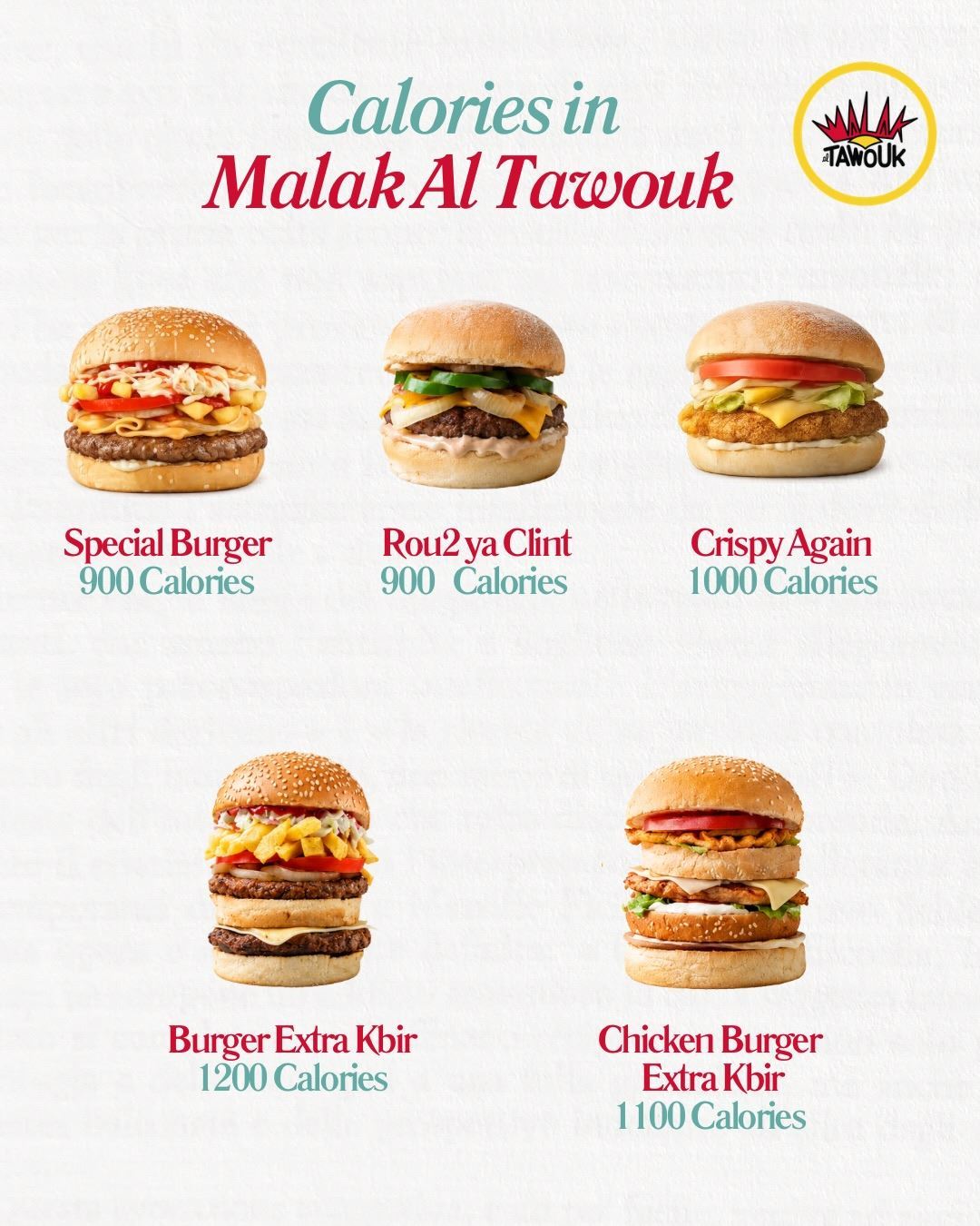 Calories in Malak Al Tawouk Sandwiches and Burgers